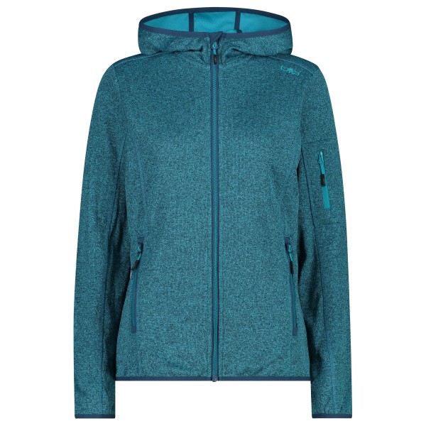 CMP - Women's Jacket Fix Hood Knitted + Mesh - Fleecejacke Gr 46 türkis von CMP