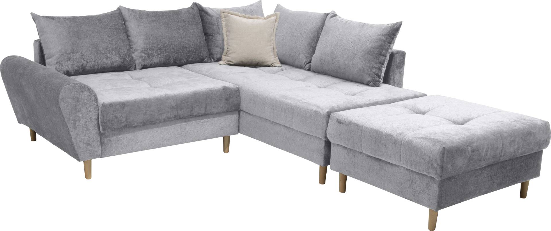 COLLECTION AB Ecksofa »Reims L-Form«, Ottomane beidseitig montierbar, inkl. Bettfunktion und Hocker von COLLECTION AB