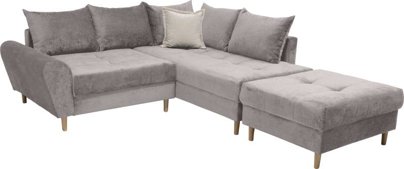 COLLECTION AB Ecksofa »Reims L-Form«, Ottomane beidseitig montierbar, inkl. Bettfunktion und Hocker von COLLECTION AB