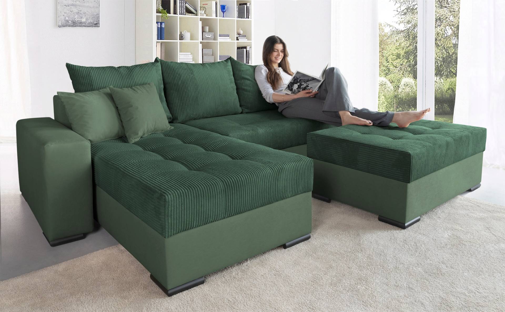 COLLECTION AB Ecksofa »Josy L-Form, Breite 214 cm, mit 3 grossen Rückenkissen«, (Cord-/Mix), mit Bettfunktion und Bettkasten, Federkern COLLECTION AB Ecksofa »Josy L-Form, Breite 214 cm, mit 3 grossen Rückenkissen«, (Cord-/Mix), mit Bettfunktion und Bettkasten, Federkern von COLLECTION AB