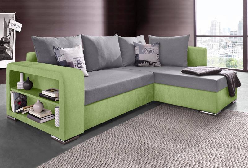 Ecksofa John mit Bettfunktion, Bettkasten und Regalarmteil von COLLECTION AB