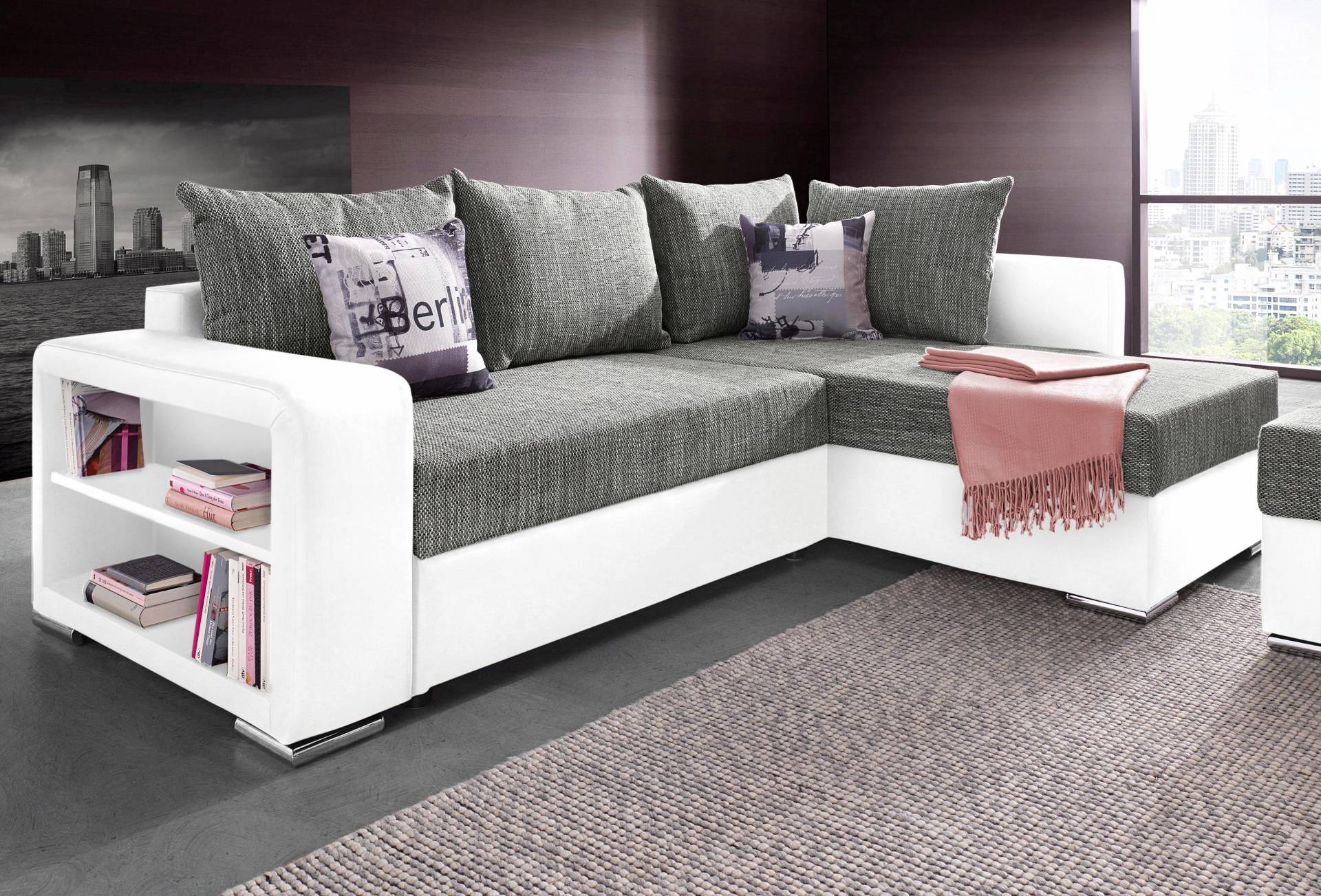 Ecksofa John mit Bettfunktion, Bettkasten und Regalarmteil von COLLECTION AB