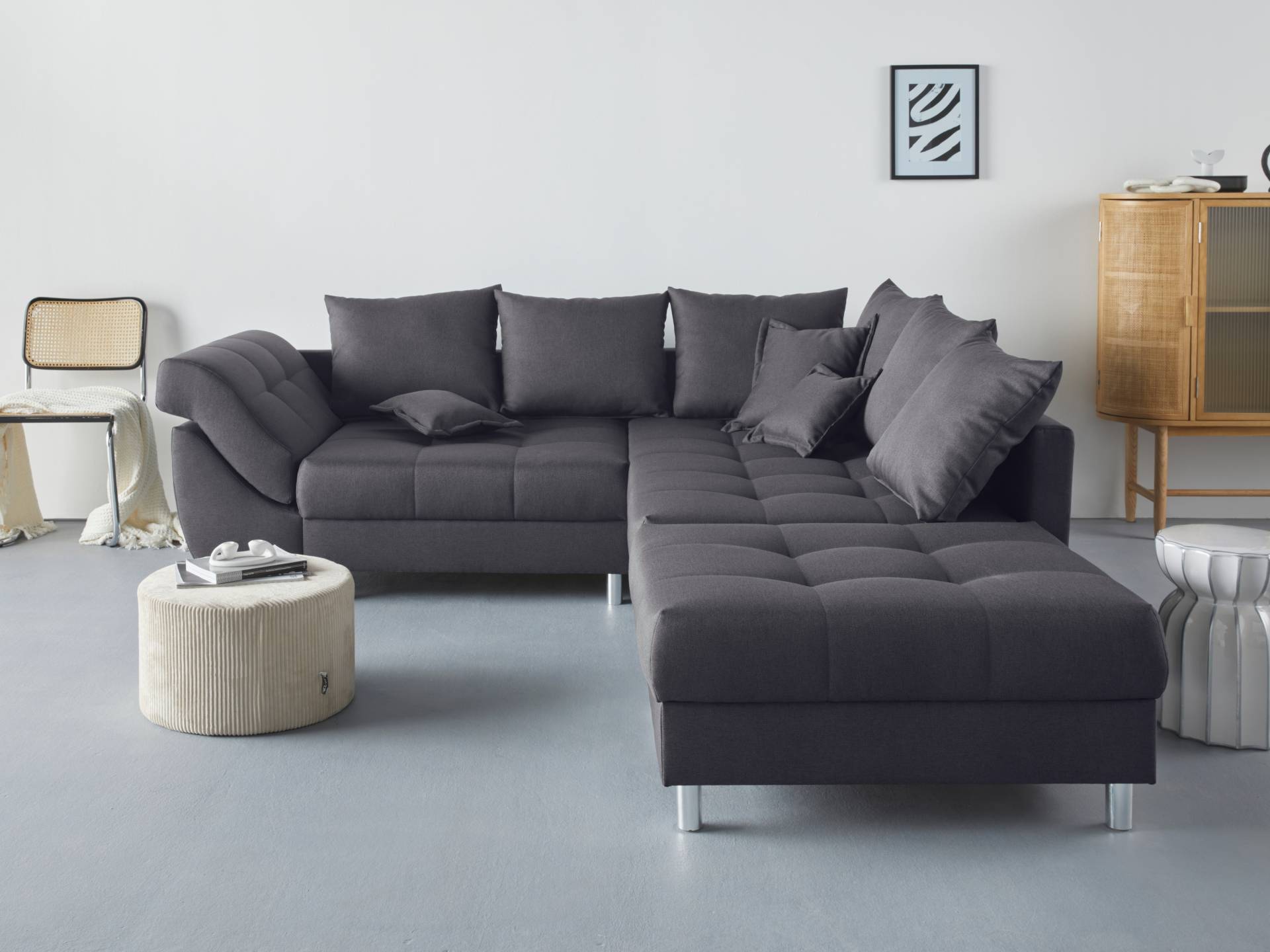 COLLECTION AB Ecksofa »(Spar-Set) Innsbruck L-Form und Hocker«, (Spar-Set), Ecksofa und Hocker, Recamiere links oder rechts montierbar von COLLECTION AB