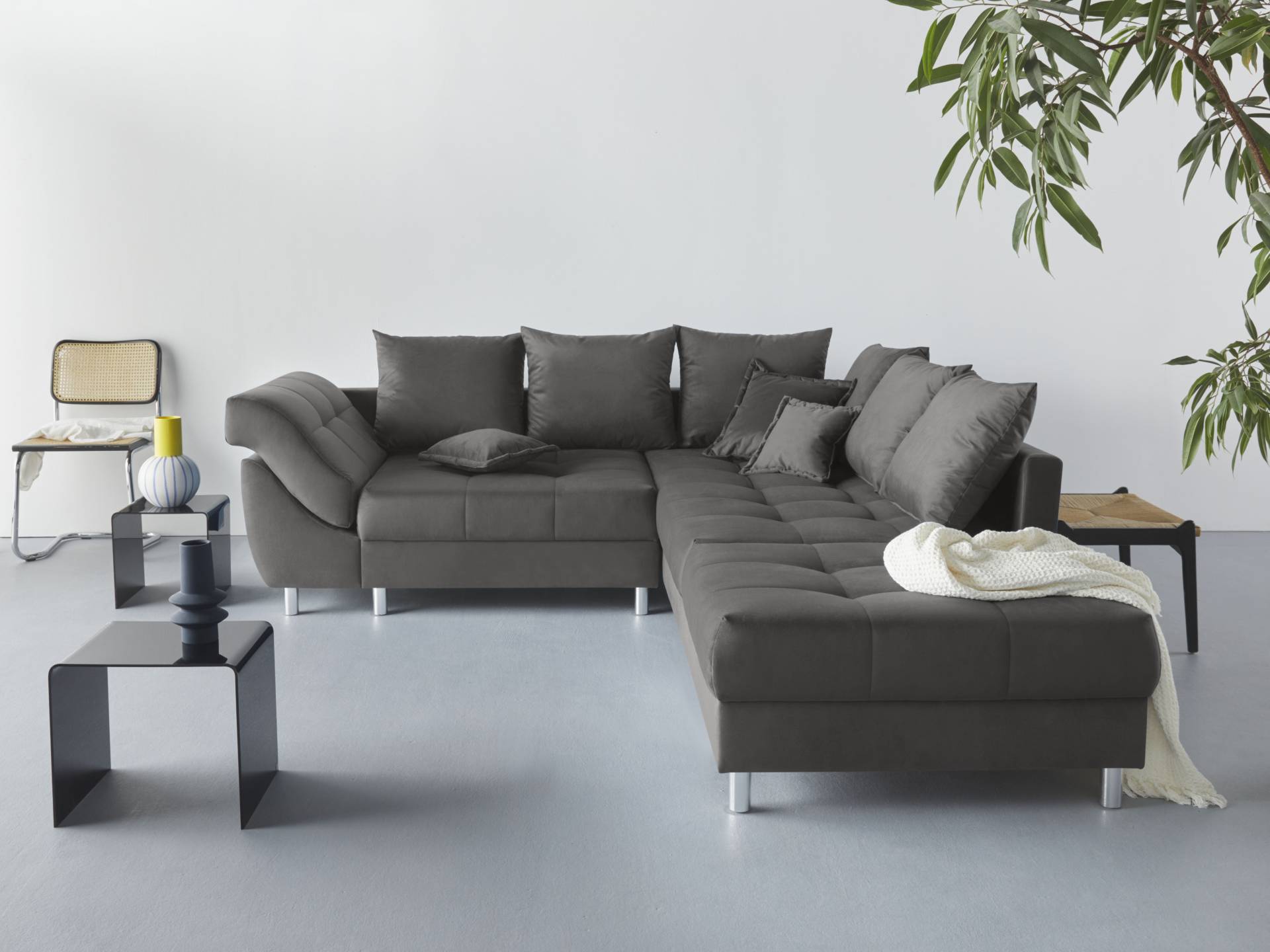 COLLECTION AB Ecksofa »(Spar-Set) Innsbruck L-Form und Hocker«, (Spar-Set), Ecksofa und Hocker, Recamiere links oder rechts montierbar von COLLECTION AB