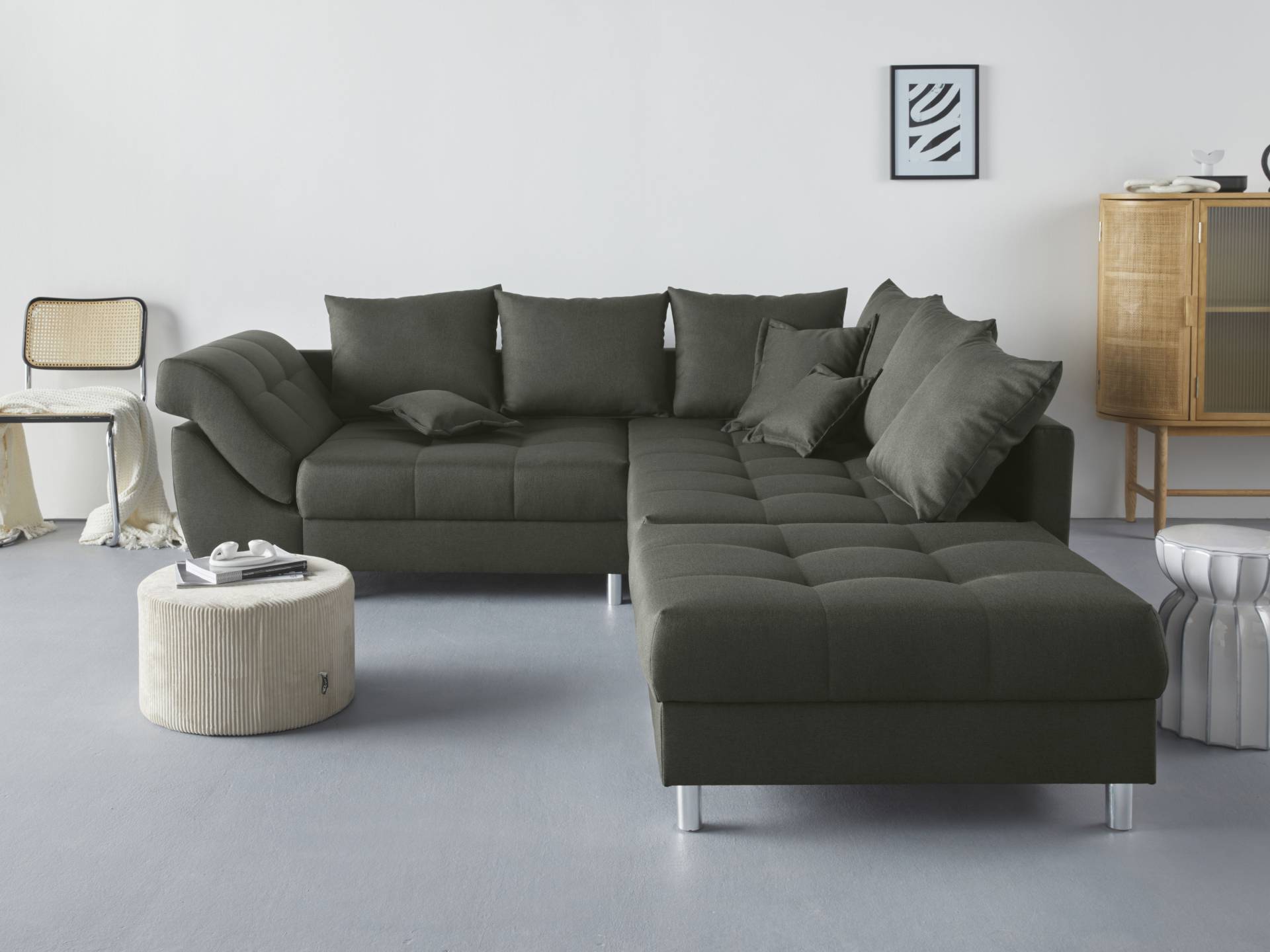 COLLECTION AB Ecksofa »(Spar-Set) Innsbruck L-Form und Hocker«, (Spar-Set), Ecksofa und Hocker, Recamiere links oder rechts montierbar von COLLECTION AB