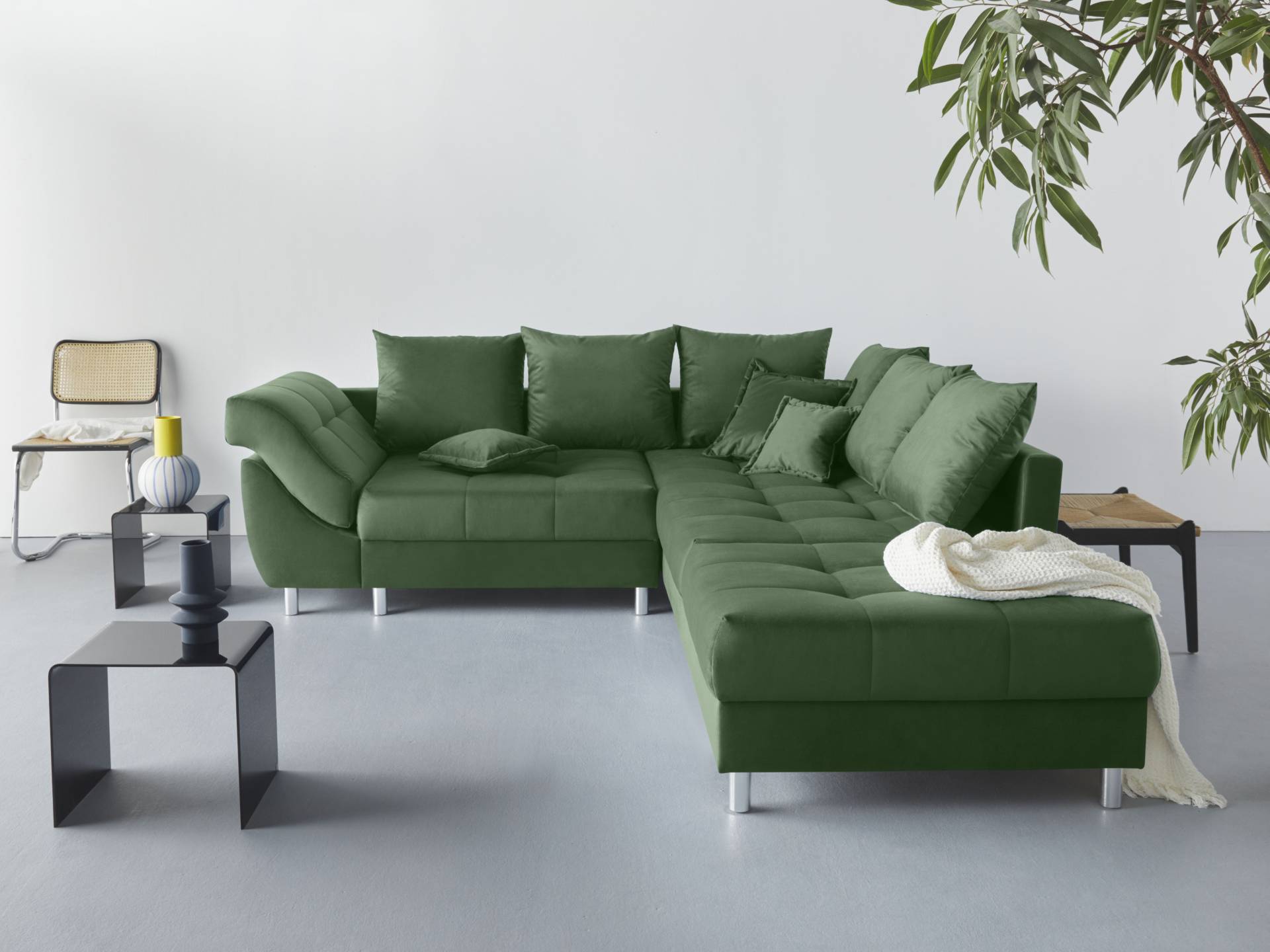 COLLECTION AB Ecksofa »(Spar-Set) Innsbruck L-Form und Hocker«, (Spar-Set), Ecksofa und Hocker, Recamiere links oder rechts montierbar von COLLECTION AB
