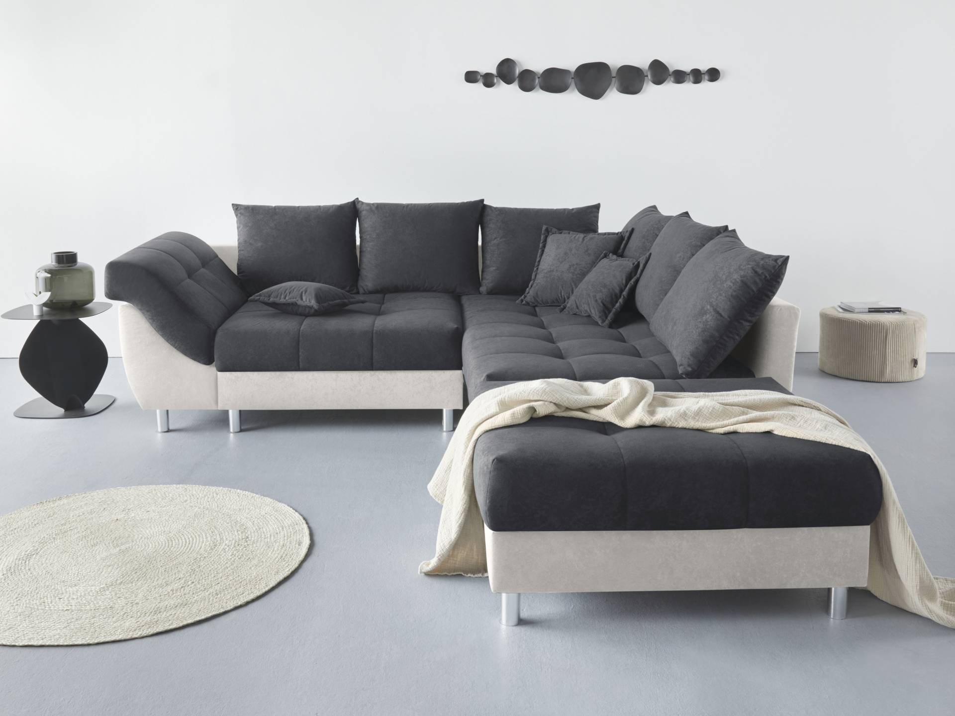COLLECTION AB Ecksofa »(Spar-Set) Innsbruck L-Form und Hocker«, (Spar-Set), Ecksofa und Hocker, Recamiere links oder rechts montierbar von COLLECTION AB
