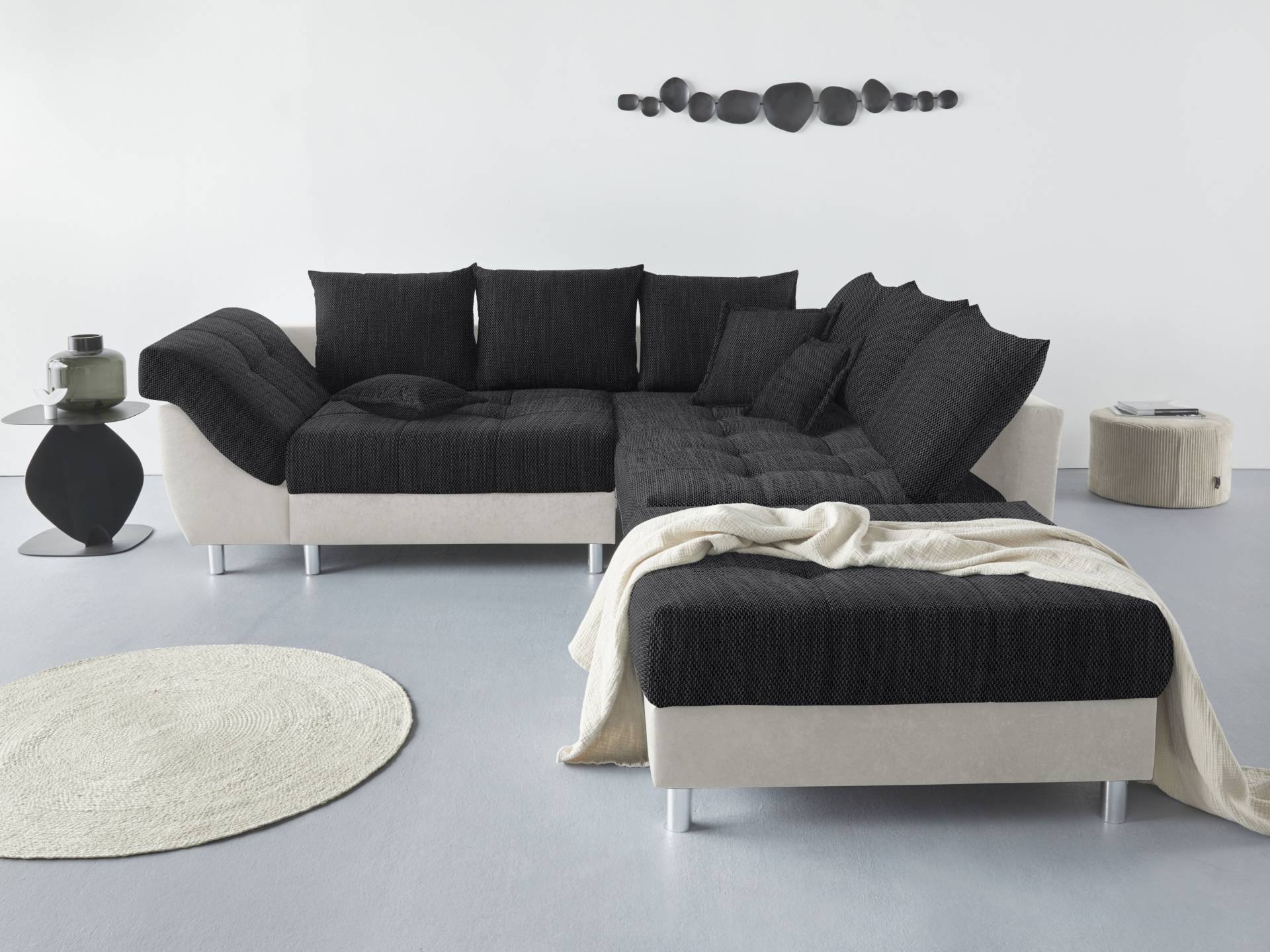 COLLECTION AB Ecksofa »(Spar-Set) Innsbruck L-Form und Hocker«, (Spar-Set), Ecksofa und Hocker, Recamiere links oder rechts montierbar von COLLECTION AB