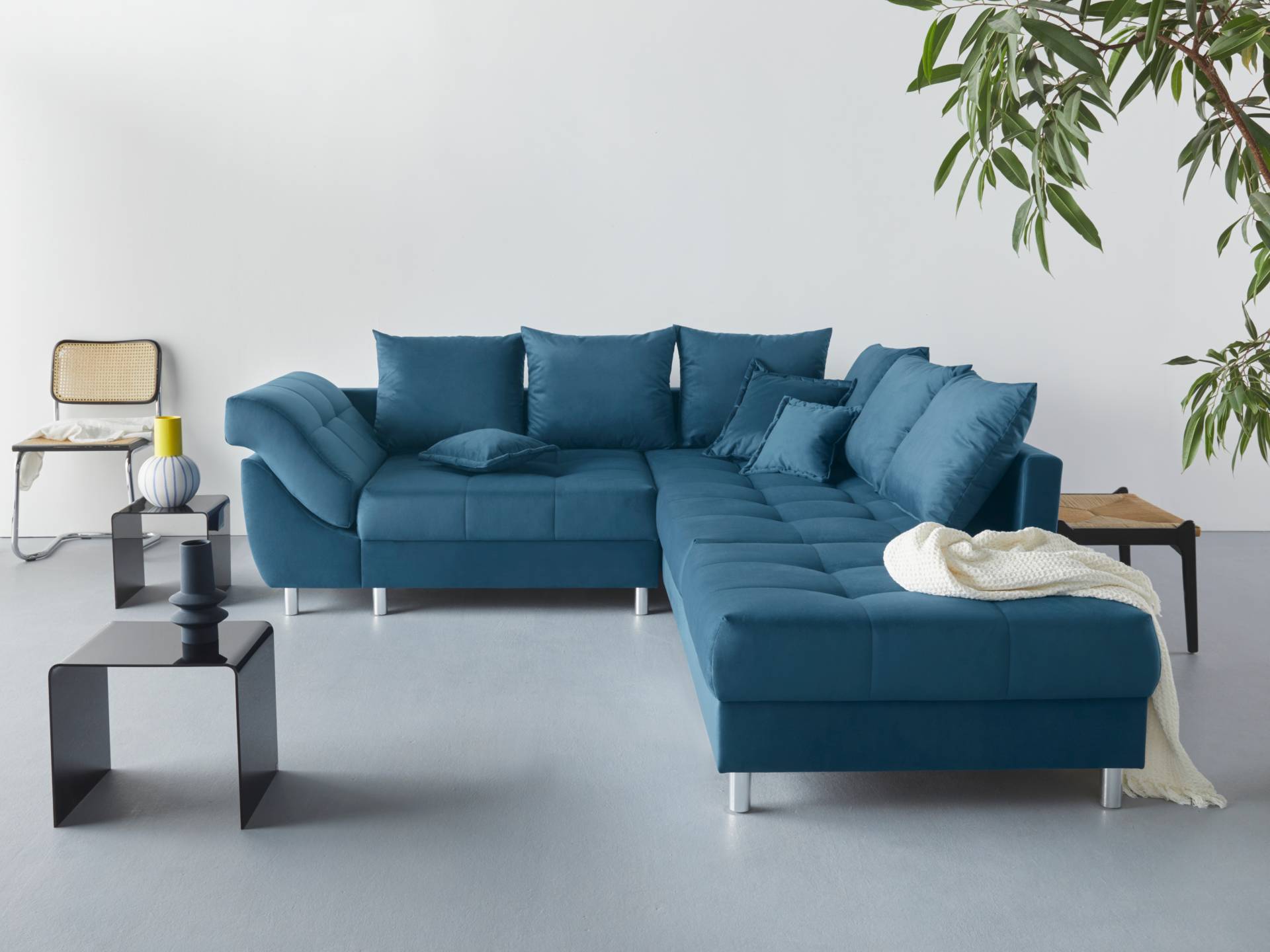 COLLECTION AB Ecksofa »(Spar-Set) Innsbruck L-Form und Hocker«, (Spar-Set), Ecksofa und Hocker, Recamiere links oder rechts montierbar von COLLECTION AB