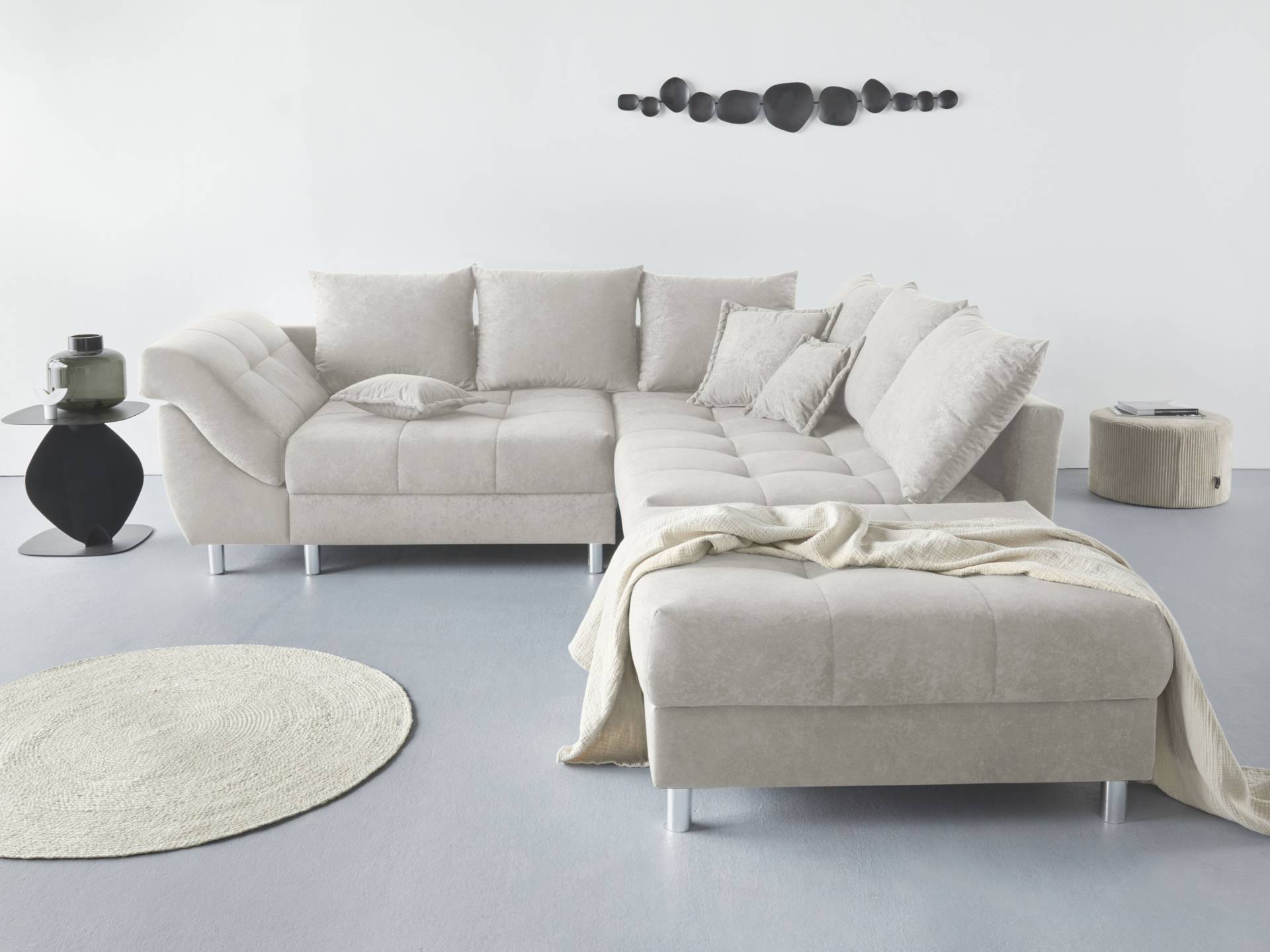COLLECTION AB Ecksofa »(Spar-Set) Innsbruck L-Form und Hocker«, (Spar-Set), Ecksofa und Hocker, Recamiere links oder rechts montierbar von COLLECTION AB