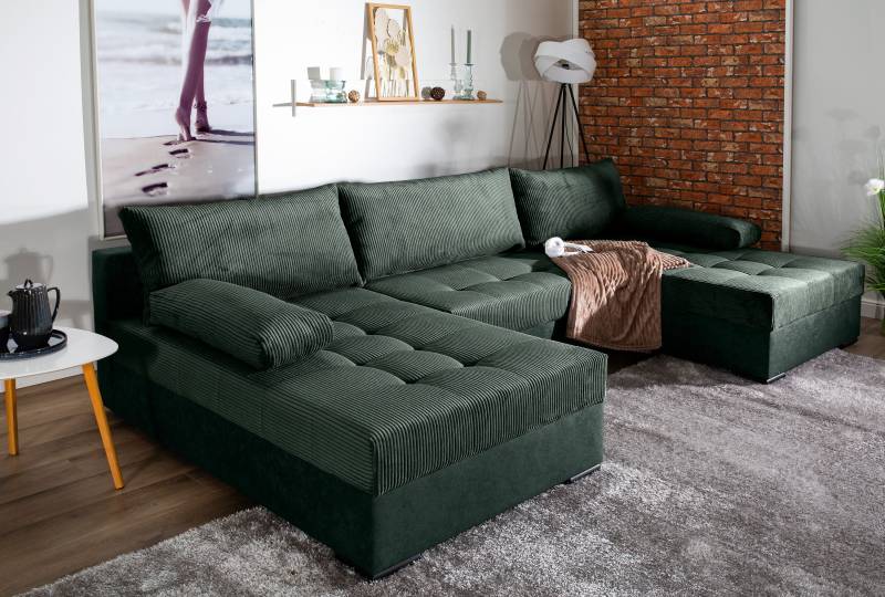 COLLECTION AB Wohnlandschaft »Josy«, inkl. Bettfunktion, Bettkasten, mit 3 extra grossen Rückenkissen von COLLECTION AB