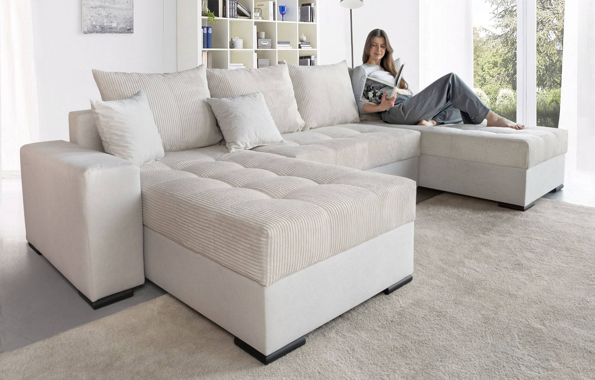 COLLECTION AB Wohnlandschaft »XL-Josy U-Form, Breite 313 cm, Cord-/Mix«, inkl. Bettfunktion, Bettkasten, mit 4 gleich grossen Rückenkissen COLLECTION AB Wohnlandschaft »XL-Josy U-Form, Breite 313 cm, Cord-/Mix«, inkl. Bettfunktion, Bettkasten, mit 4 gleich grossen Rückenkissen von COLLECTION AB