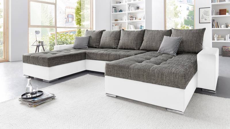 COLLECTION AB Wohnlandschaft »XXL-Josy U-Form, Breite 333 cm, mit 2 Recamieren 77 & 97 cm«, inkl. Bettfunktion, Bettkasten, mit 5 gleich grossen Rückenkissen von COLLECTION AB