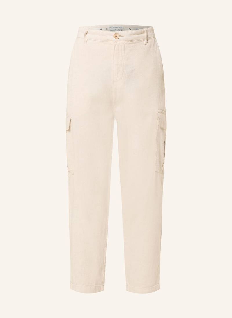 Colours & Sons Cargohose Regular Fit Mit Leinen Und Verkürzter Beinlänge beige von COLOURS & SONS