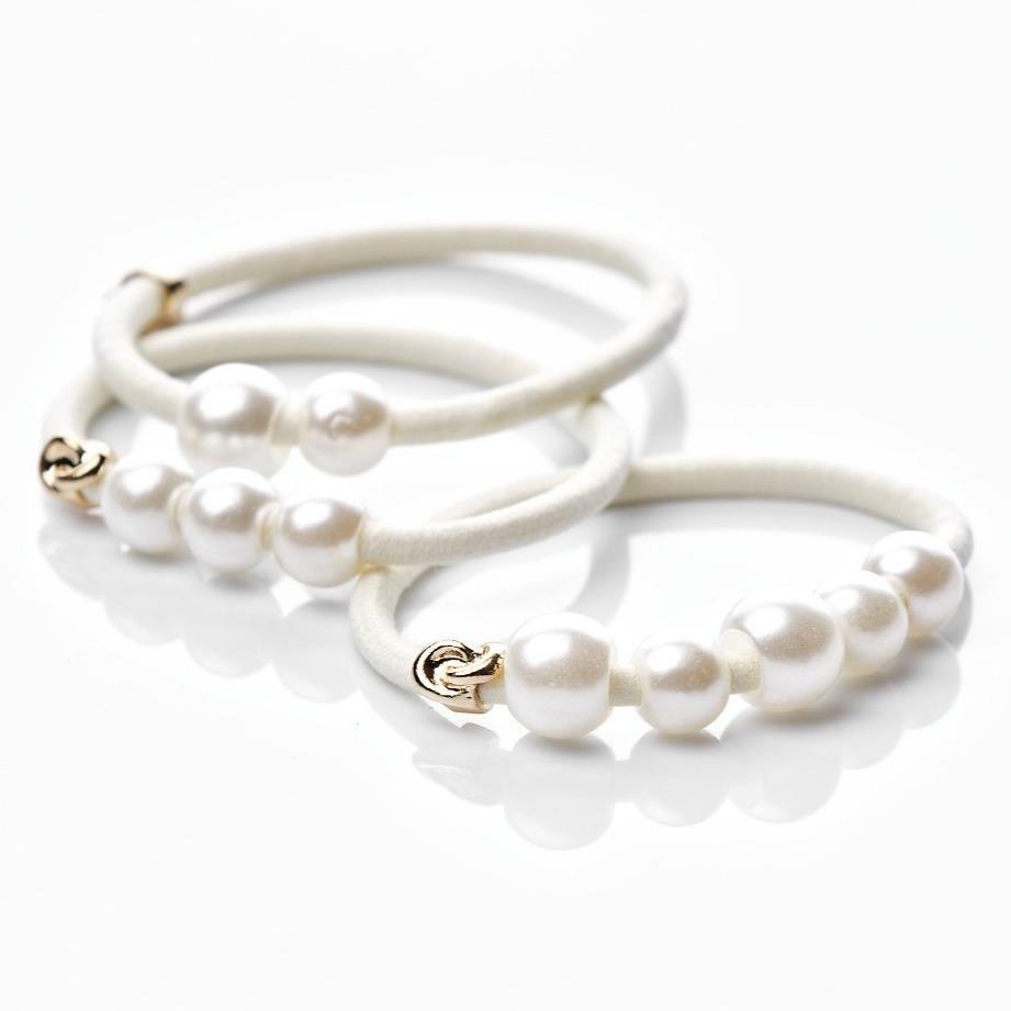 Hair Tie Pearls (3-pack) Damen Off White 1 pezzo von CORINNE