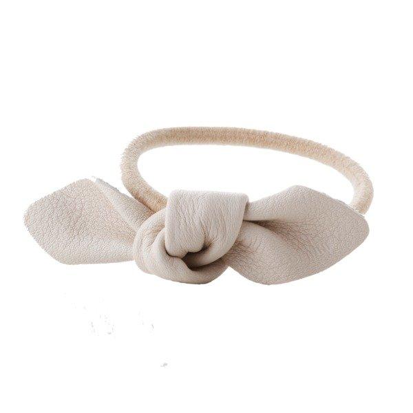 Leather Bow Small Hair Tie Damen Cream 1 pezzo von CORINNE