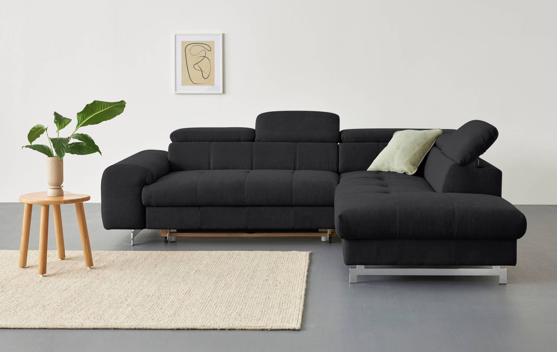 COTTA Ecksofa »Chef L-Form«, mit Kopfteilverstellung, edle Metallkufen, wahlweise mit Bettfunktion von COTTA