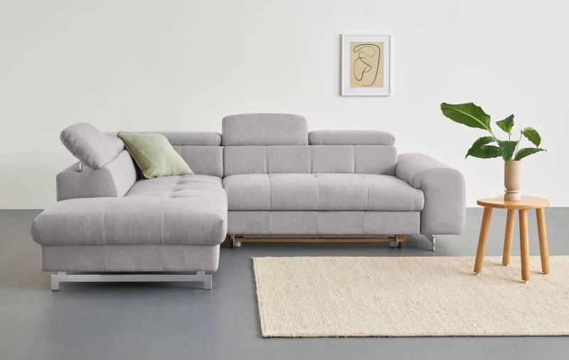 COTTA Ecksofa »Chef L-Form«, mit Kopfteilverstellung, edle Metallkufen, wahlweise mit Bettfunktion von COTTA