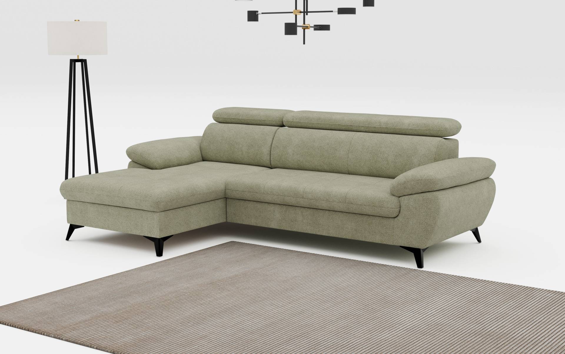 COTTA Ecksofa »Hudson L-Form«, inkl. verstellbare Kopfstützen, wählbar mit Bettfunktion und Stauraum von COTTA