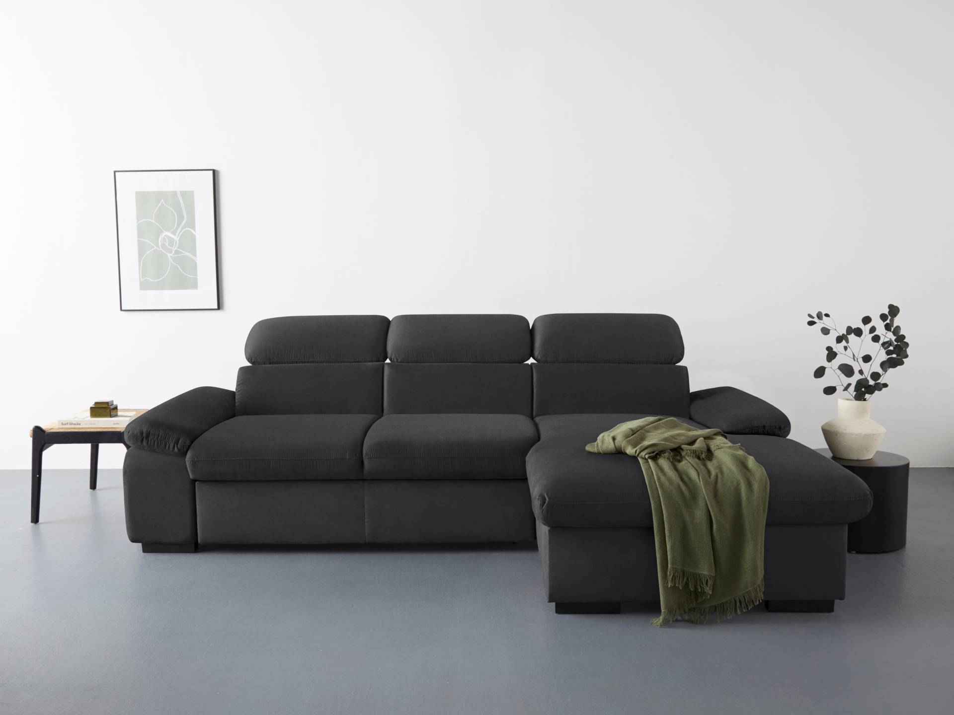 COTTA Ecksofa »Lola L-Form mit Kopfteilfunktion & Hocker«, (Set, mit Hocker), wahlweise mit Bettfunktion, Bettkasten & Armteilverstellung von COTTA