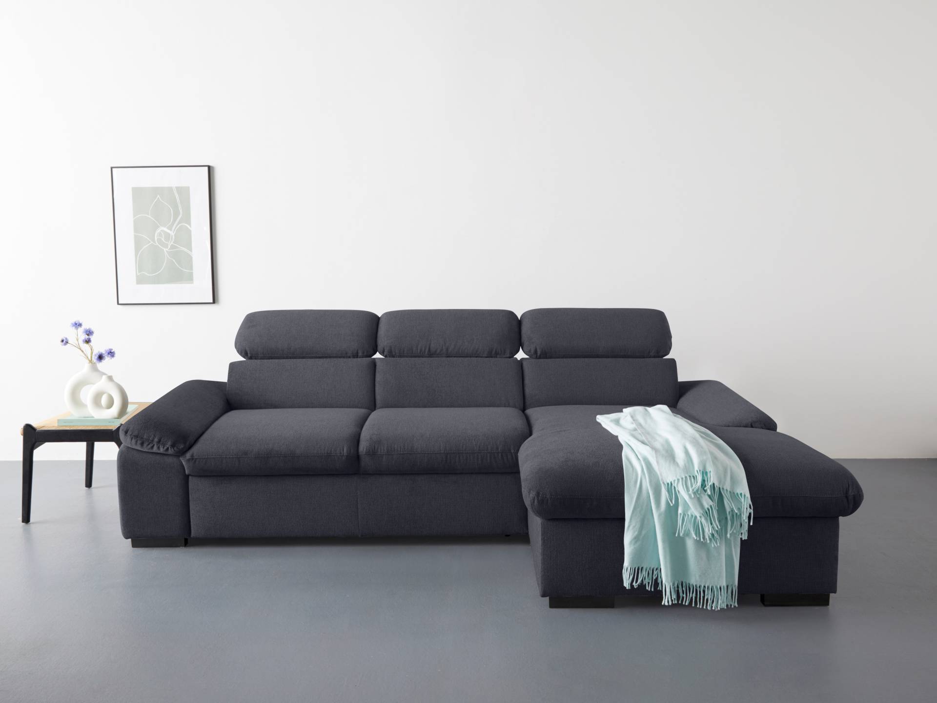 COTTA Ecksofa »Lola L-Form mit Kopfteilfunktion & Hocker«, (Set, mit Hocker), wahlweise mit Bettfunktion, Bettkasten & Armteilverstellung von COTTA