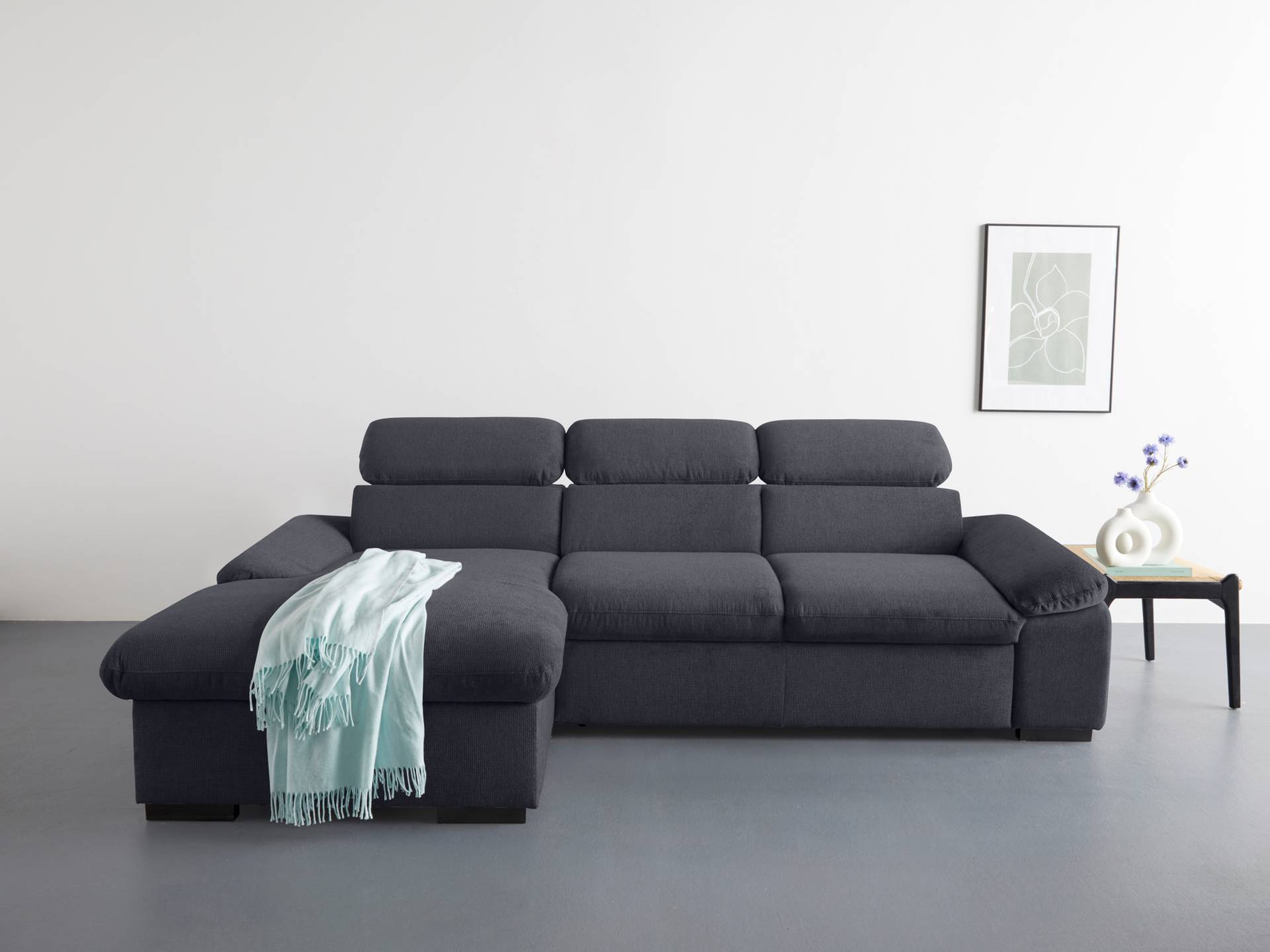 COTTA Ecksofa »Lola L-Form mit Kopfteilfunktion & Hocker«, (Set, mit Hocker), wahlweise mit Bettfunktion, Bettkasten & Armteilverstellung von COTTA