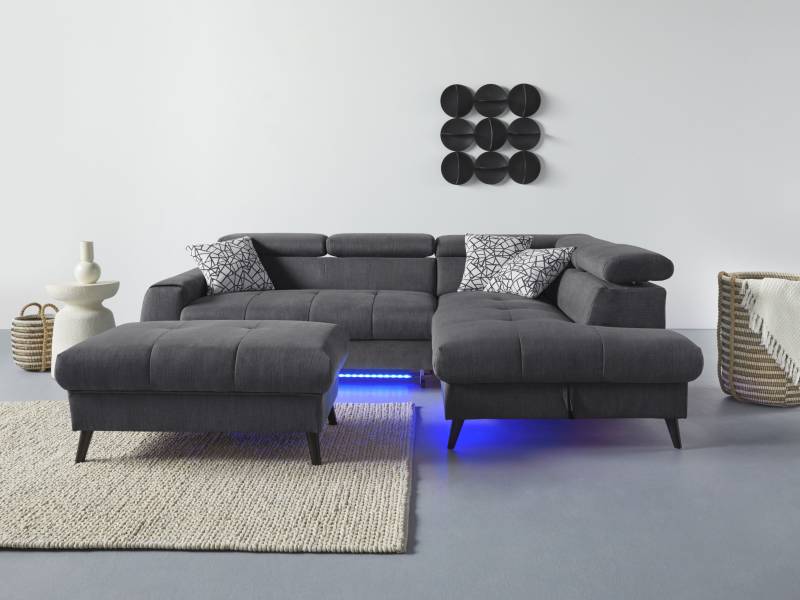 COTTA Ecksofa »Mia L-Form«, 3-tlg.-Kissen-Set, Ottomane, wahlweise mit oder ohne RGB-Beleuchtung von COTTA