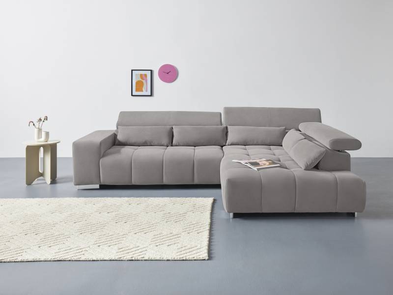 COTTA Ecksofa »Orion L-Form«, mit Ottomane, inklusive verstellbarer Kopfstützen und 5 Nierenkissen von COTTA