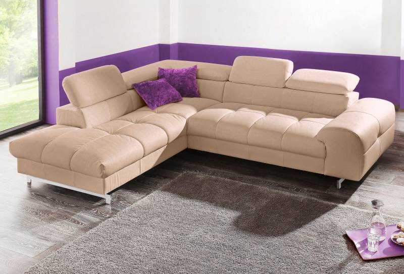 COTTA Ecksofa »Chef L-Form«, mit Kopfteilverstellung, edle Metallkufen, wahlweise mit Bettfunktion von COTTA