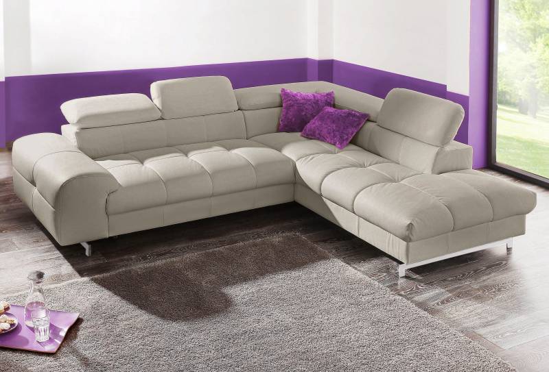COTTA Ecksofa »Chef L-Form«, mit Kopfteilverstellung, edle Metallkufen, wahlweise mit Bettfunktion von COTTA