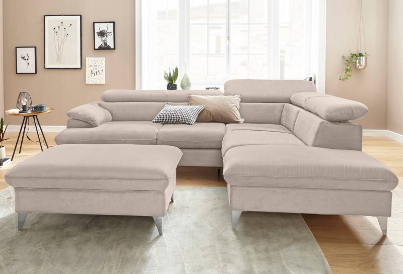 COTTA Polstergarnitur »Caluso L-Form«, (2 tlg.), Set bestehend aus: Ecksofa mit Kopfteilverstellung & Hocker von COTTA