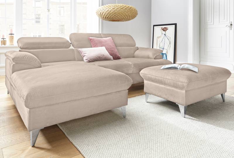 COTTA Polstergarnitur »Caluso L-Form«, (2 tlg.), Set bestehend aus: Ecksofa mit Kopfteilverstellung & Hocker von COTTA