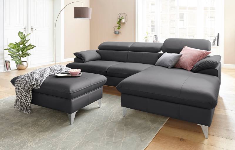 COTTA Polstergarnitur »Caluso L-Form«, (2 tlg.), Set bestehend aus: Ecksofa mit Kopfteilverstellung & Hocker von COTTA