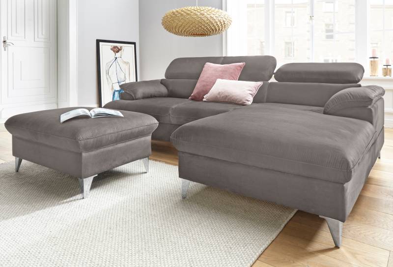 COTTA Polstergarnitur »Caluso L-Form«, (2 tlg.), Set bestehend aus: Ecksofa mit Kopfteilverstellung & Hocker von COTTA