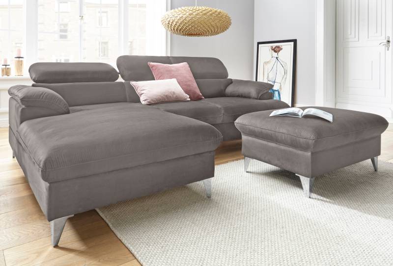 COTTA Polstergarnitur »Caluso L-Form«, (2 tlg.), Set bestehend aus: Ecksofa mit Kopfteilverstellung & Hocker von COTTA