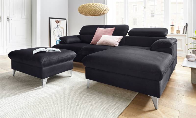COTTA Polstergarnitur »Caluso«, (2 tlg.), Set: bestehend aus Ecksofa, Hocker, Ecksofa inkl. Kopfteilverstellung von COTTA
