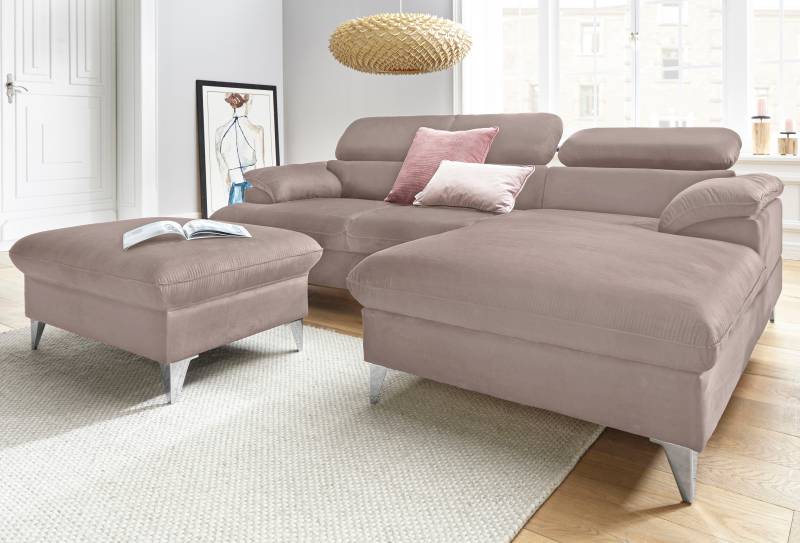 COTTA Polstergarnitur »Caluso L-Form«, (2 tlg.), Set bestehend aus: Ecksofa mit Kopfteilverstellung & Hocker von COTTA