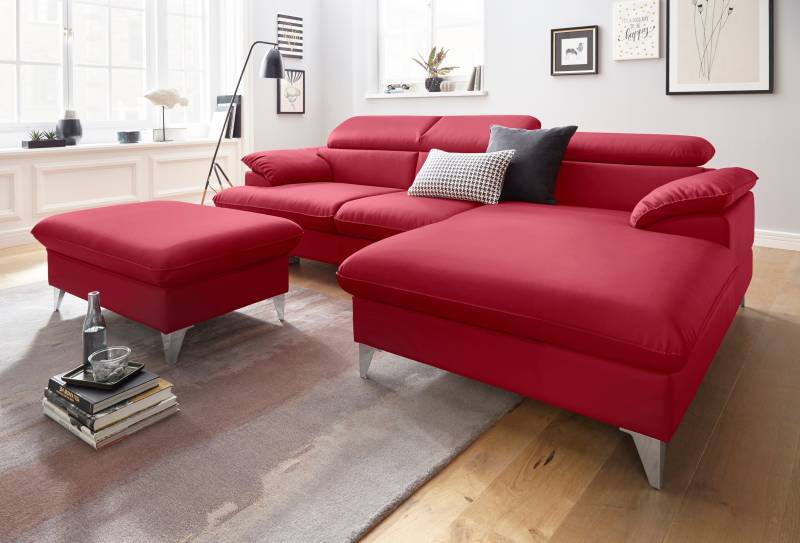 COTTA Polstergarnitur »Caluso«, (2 tlg.), Set bestehend aus: Ecksofa mit Kopfteilverstellung & Hocker von COTTA