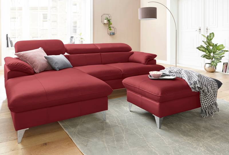 COTTA Polstergarnitur »Caluso L-Form«, (2 tlg.), Set bestehend aus: Ecksofa mit Kopfteilverstellung & Hocker von COTTA
