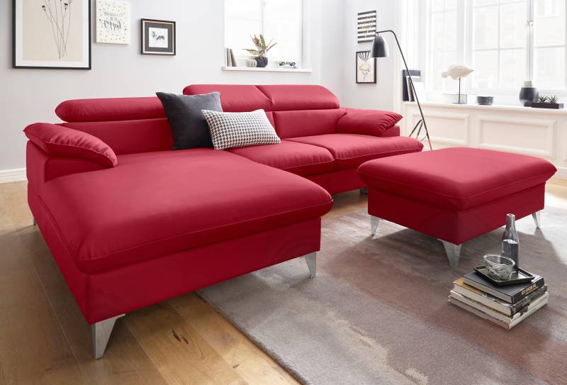 COTTA Polstergarnitur »Caluso L-Form«, (2 tlg.), Set bestehend aus: Ecksofa mit Kopfteilverstellung & Hocker von COTTA