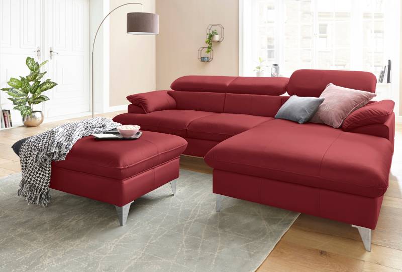 COTTA Polstergarnitur »Caluso L-Form«, (2 tlg.), Set bestehend aus: Ecksofa mit Kopfteilverstellung & Hocker von COTTA