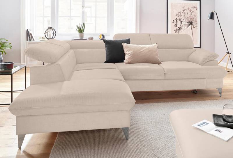COTTA Polstergarnitur »Caluso L-Form«, Set bestehend aus: Ecksofa mit Kopfteilverstellung & Hocker von COTTA
