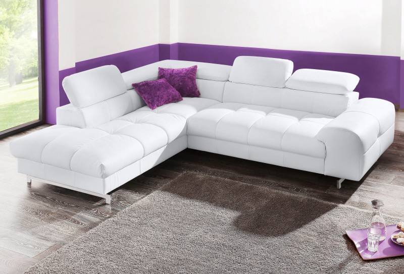 COTTA Polstergarnitur »Chef L-Form«, (Set), Set bestehend aus: Ecksofa mit Kopfteilverstellung & Hocker von COTTA