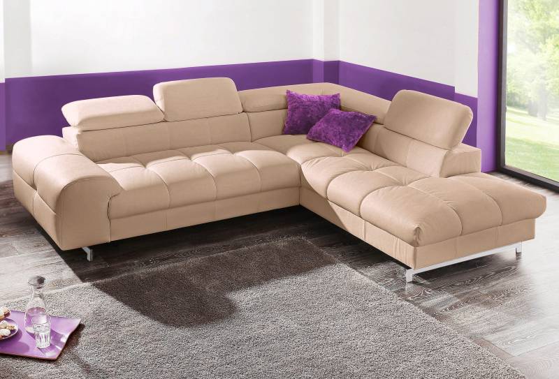COTTA Polstergarnitur »Chef L-Form«, (Set), Set bestehend aus: Ecksofa mit Kopfteilverstellung & Hocker von COTTA