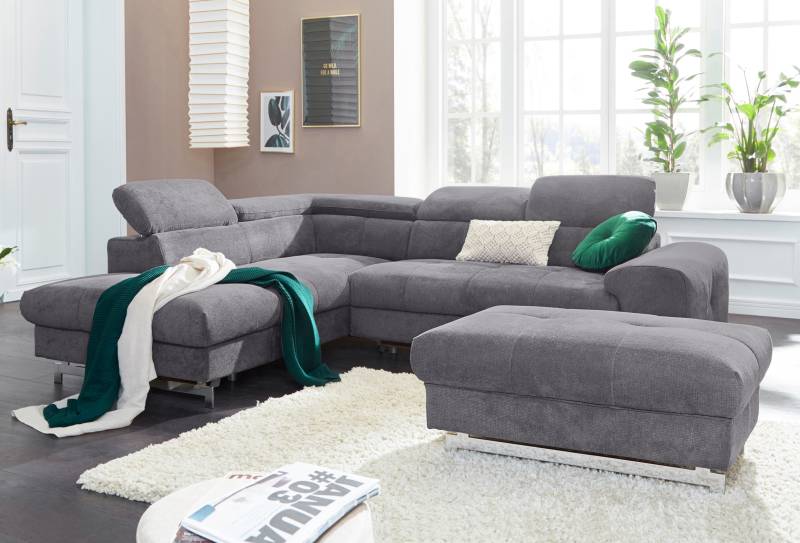 COTTA Polstergarnitur »Chef«, (Set, 2 tlg.), bestehend aus Ecksofa und Hocker, mit Kopfteilverstellung von COTTA
