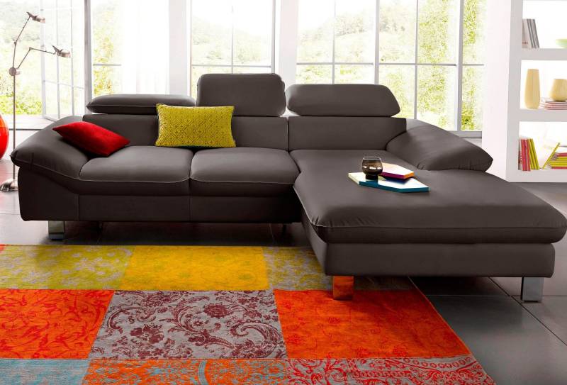 COTTA Polstergarnitur »Driver L-Form«, (Set), Set bestehend aus: Ecksofa mit Kopfteilverstellung & Hocker von COTTA