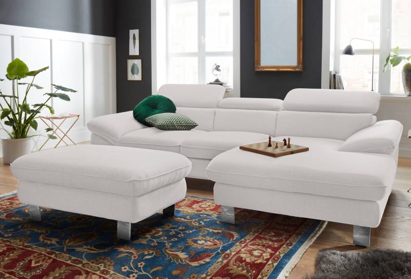 COTTA Polstergarnitur »Driver L-Form«, (Set, 2 tlg.), Set bestehend aus: Ecksofa mit Kopfteilverstellung & Hocker von COTTA