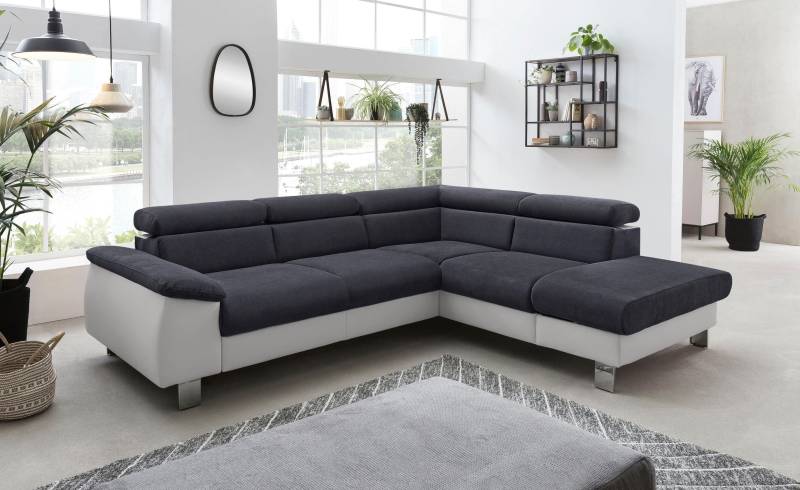 COTTA Polstergarnitur »Komaris«, (Set), Set: bestehend aus Ecksofa und Hocker, Kopfteilverstellung von COTTA
