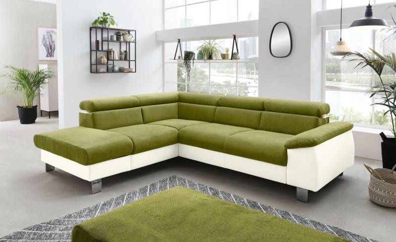 COTTA Polstergarnitur »Komaris L-Form«, (Set), Set bestehend aus: Ecksofa mit Kopfteilverstellung & Hocker von COTTA