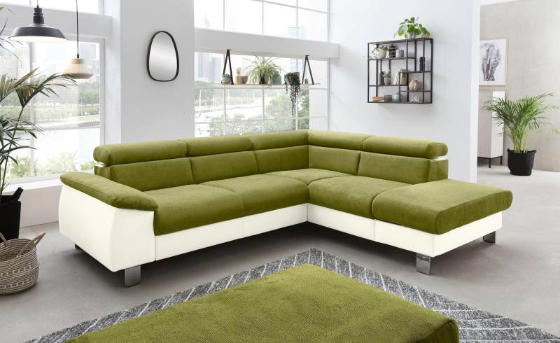 COTTA Polstergarnitur »Komaris L-Form«, (Set), Set bestehend aus: Ecksofa mit Kopfteilverstellung & Hocker von COTTA